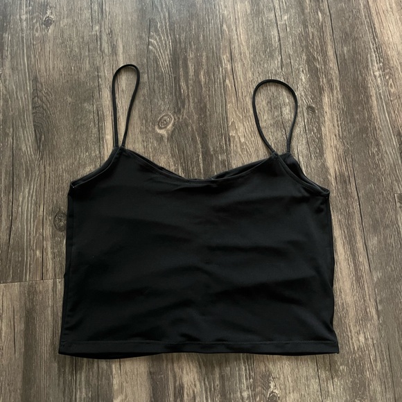 NWOT Zara Black Ruched Spaghetti Strap Cropped Tank Sz M - Picture 4 of 4
